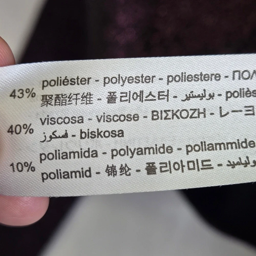 Zara‎ Metallic Shimmer Glitter Cropped Cardigan Velvet Buttons, Purple, Small - Picture 5 of 8